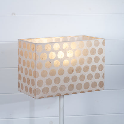 Rectangle Lamp Shade - P85 ~ Batik Dots on Natural, 30cm(w) x 20cm(h) x 15cm(d)