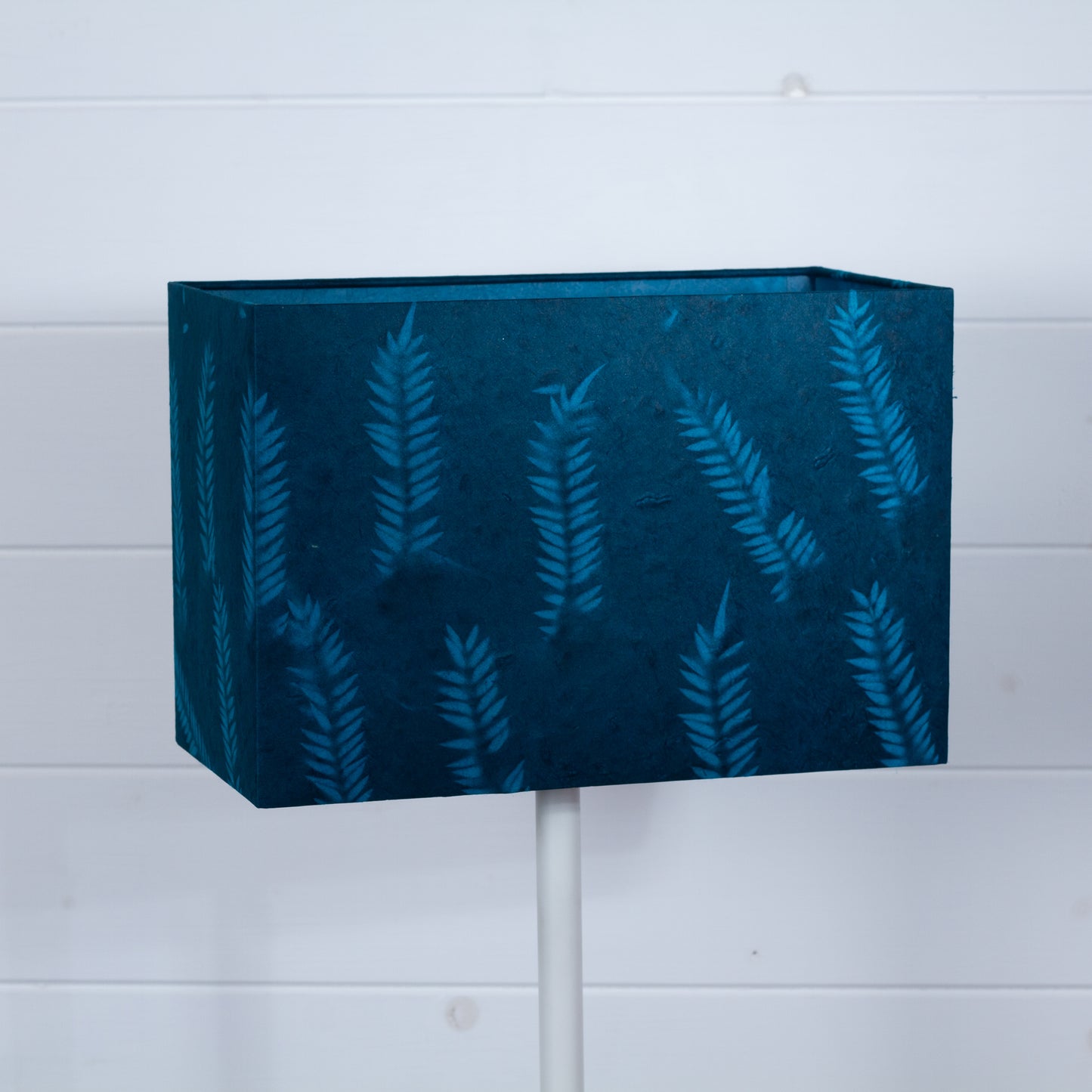 Rectangle Lamp Shade - B106 ~ Resistance Dyed Teal Fern, 30cm(w) x 20cm(h) x 15cm(d)