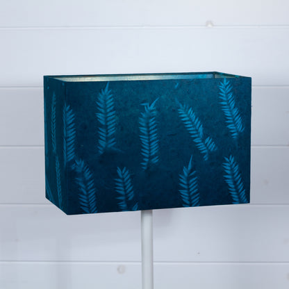 Rectangle Lamp Shade - B106 ~ Resistance Dyed Teal Fern, 30cm(w) x 20cm(h) x 15cm(d)