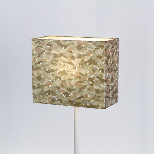 Rectangle Lamp Shade - W03 ~ Gold Waves on Greys, 30cm(w) x 25cm(h) x 15cm(d)