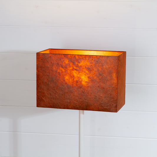Rectangle Lamp Shade - P63 - Terracotta Lokta, 30cm(w) x 20cm(h) x 15cm(d)