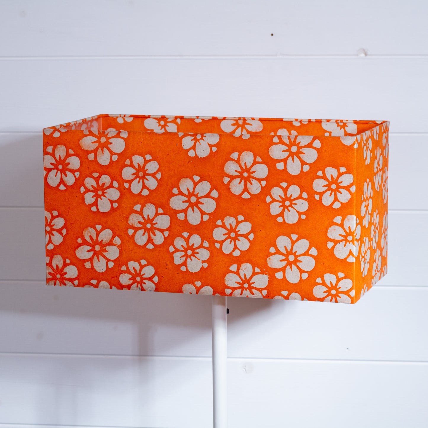 Rectangle Lamp Shade - P94 - Batik Star Flower on Orange, 40cm(w) x 20cm(h) x 20cm(d)