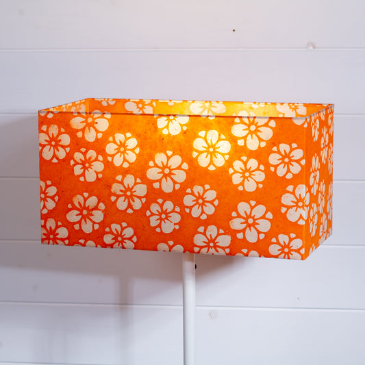 Rectangle Lamp Shade - P94 - Batik Star Flower on Orange, 40cm(w) x 20cm(h) x 20cm(d)