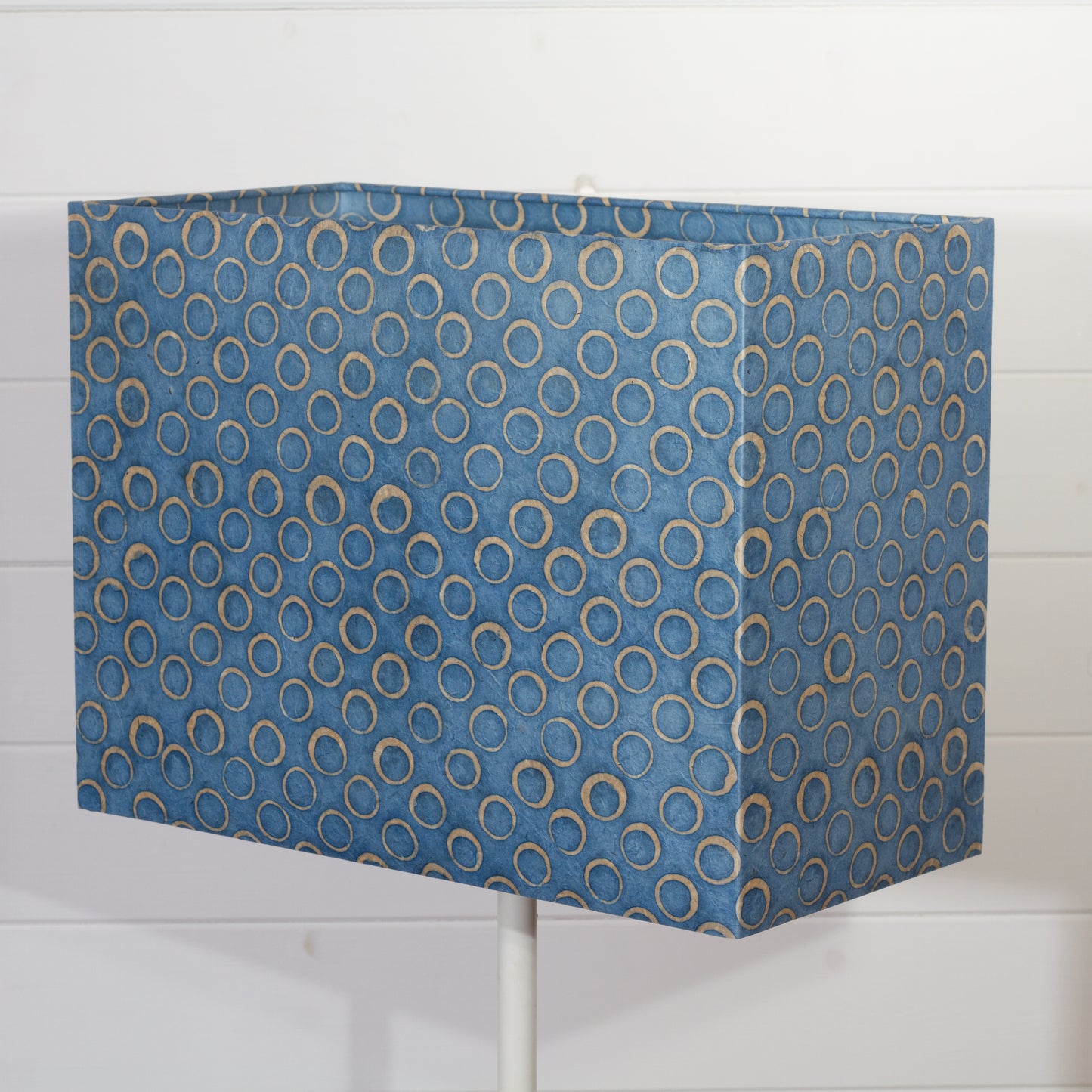 Rectangle Lamp Shade - P72 - Batik Blue Circles, 40cm(w) x 30cm(h) x 20cm(d)
