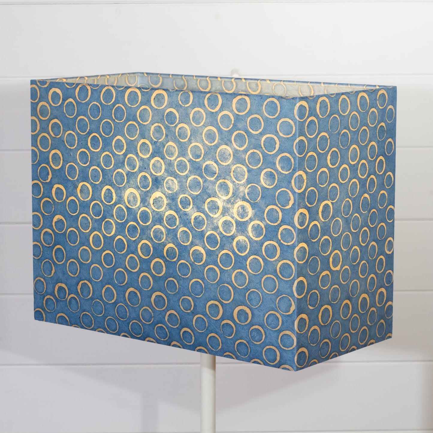 Rectangle Lamp Shade - P72 - Batik Blue Circles, 40cm(w) x 30cm(h) x 20cm(d)