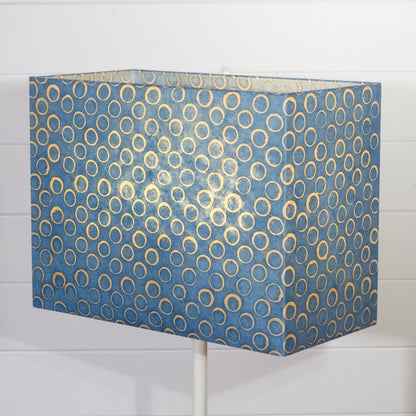 Rectangle Lamp Shade - P72 - Batik Blue Circles, 40cm(w) x 30cm(h) x 20cm(d)