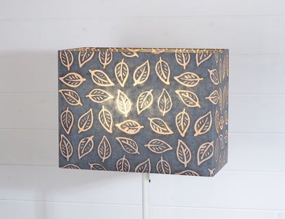 Rectangle Lamp Shade - B124 ~ Batik Leaf Grey, 40cm(w) x 30cm(h) x 20cm(d)