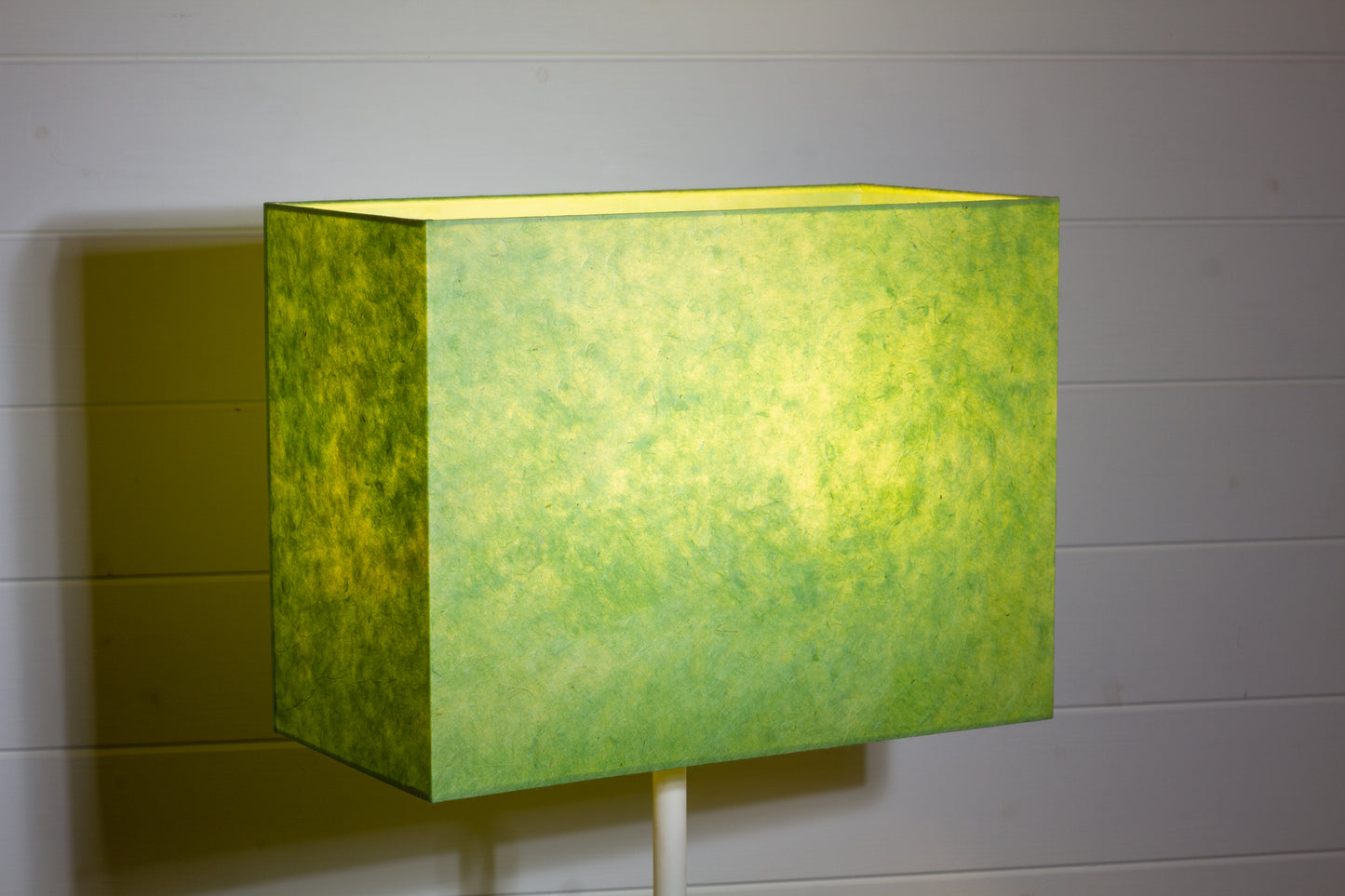 Rectangle Lamp Shade - P61 ~ Lime Green Lokta, 40cm(w) x 30cm(h) x 20cm(d)
