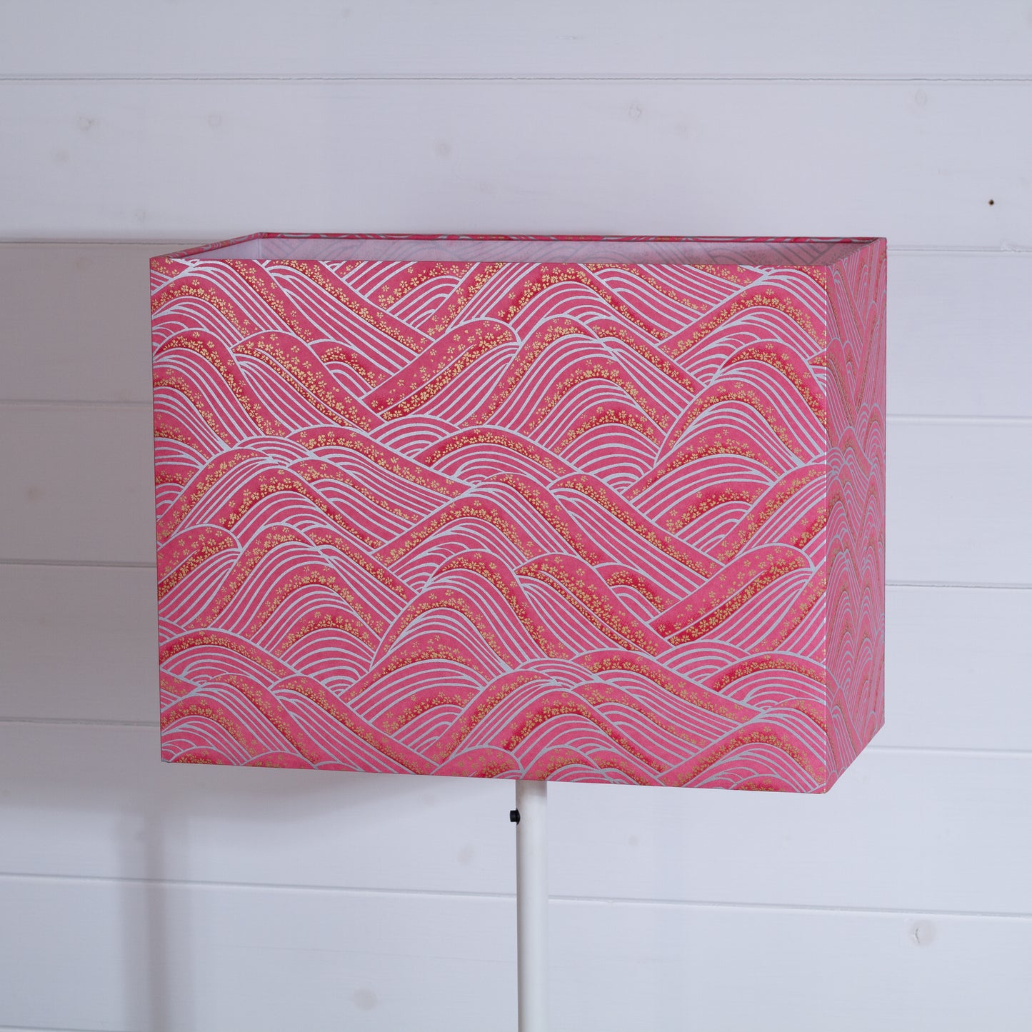 Rectangle Lamp Shade - W04 ~ Pink Hills with Gold Flowers, 40cm(w) x 30cm(h) x 20cm(d)