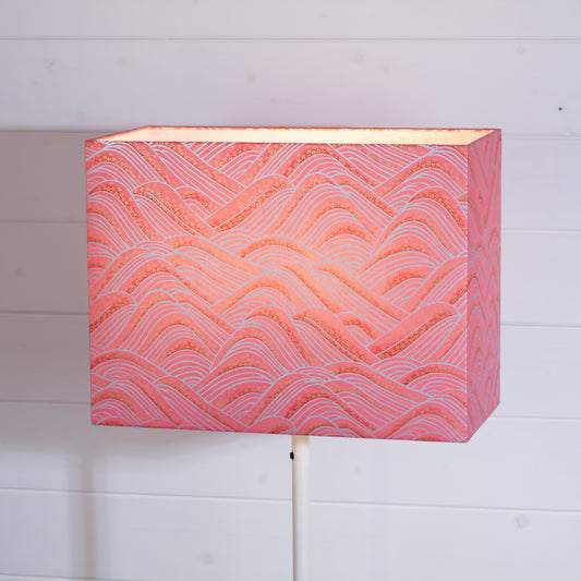 Rectangle Lamp Shade - W04 ~ Pink Hills with Gold Flowers, 40cm(w) x 30cm(h) x 20cm(d)