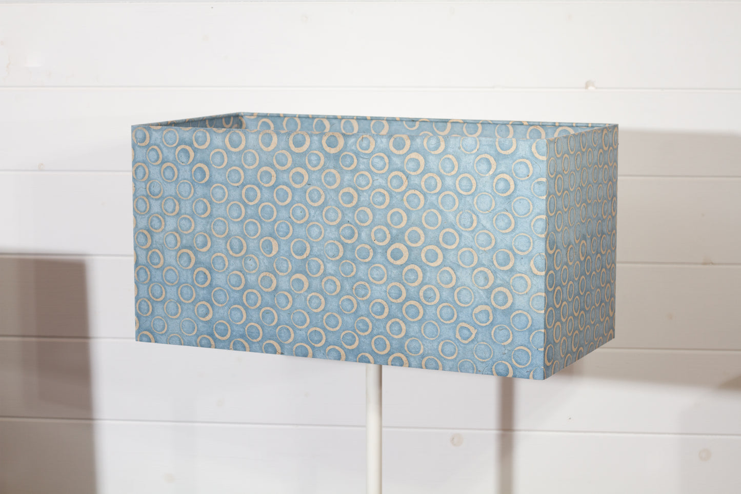 Rectangle Lamp Shade - P72 - Batik Blue Circles, 50cm(w) x 25cm(h) x 25cm(d)