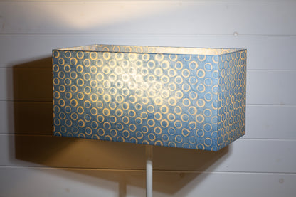 Rectangle Lamp Shade - P72 - Batik Blue Circles, 50cm(w) x 25cm(h) x 25cm(d)