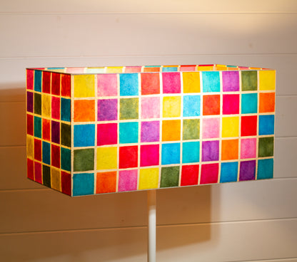 Rectangle Lamp Shade - P01 - Batik Multi Square, 50cm(w) x 25cm(h) x 25cm(d)