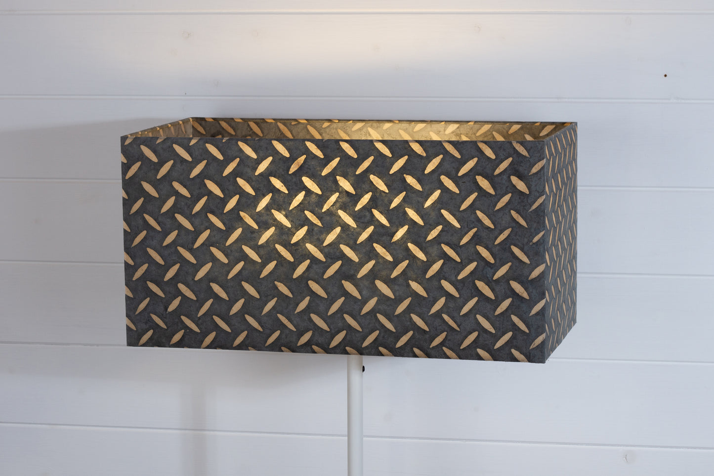 Rectangle Lamp Shade - P88 ~ Batik Tread Plate Grey, 50cm(w) x 25cm(h) x 25cm(d)