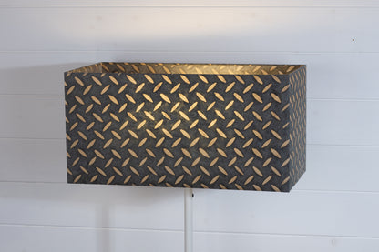 Rectangle Lamp Shade - P88 ~ Batik Tread Plate Grey, 50cm(w) x 25cm(h) x 25cm(d)