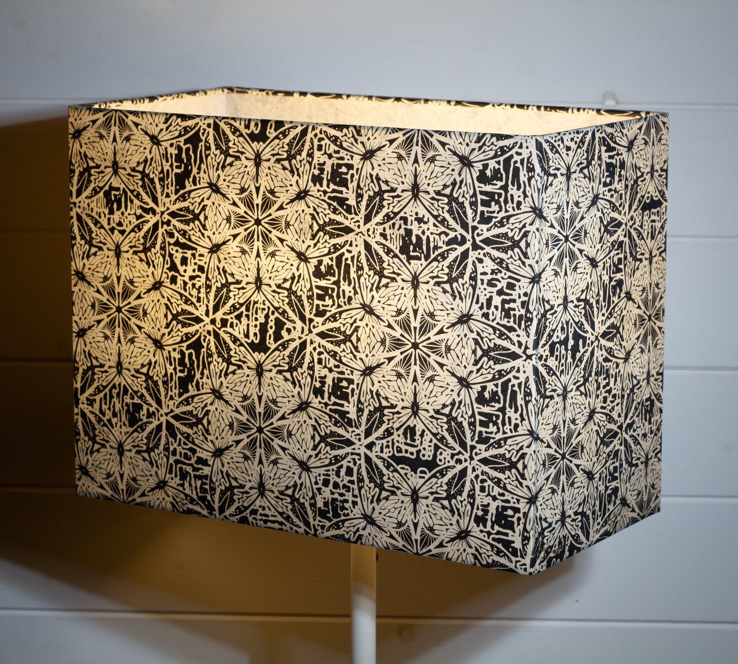 Rectangle Lamp Shade - B136 ~ Butterfly Kaleidoscope Black, 40cm(w) x 30cm(h) x 20cm(d)
