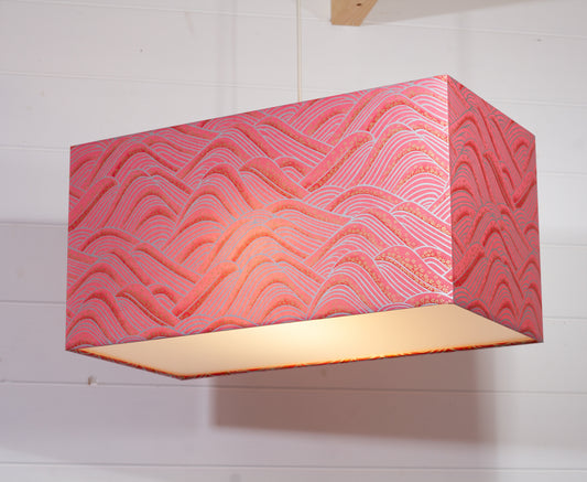 Rectangle Lamp Shade - W04 ~ Pink Hills with Gold Flowers, 50cm(w) x 25cm(h) x 25cm(d)