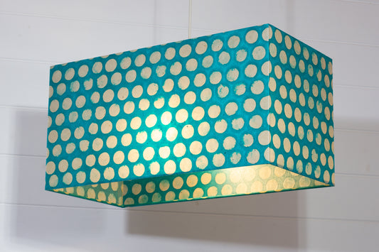 Rectangle Lamp Shade - P97 - Batik Dots on Cyan, 50cm(w) x 25cm(h) x 25cm(d)