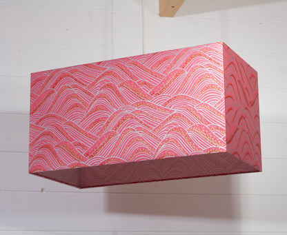 Rectangle Lamp Shade - W04 ~ Pink Hills with Gold Flowers, 50cm(w) x 25cm(h) x 25cm(d)
