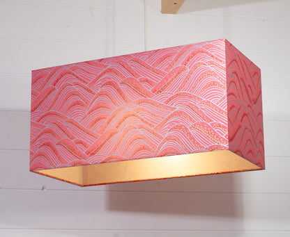 Rectangle Lamp Shade - W04 ~ Pink Hills with Gold Flowers, 50cm(w) x 25cm(h) x 25cm(d)