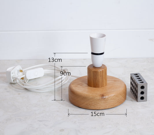 Round Oak Table Lamp Base (Base only)