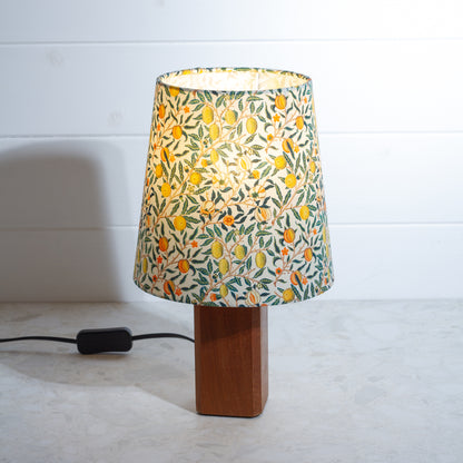 Conical Lamp Shade F110 ~ William Morris Fruits Fabric Conical Shade on Soild Sapele Table Lamp