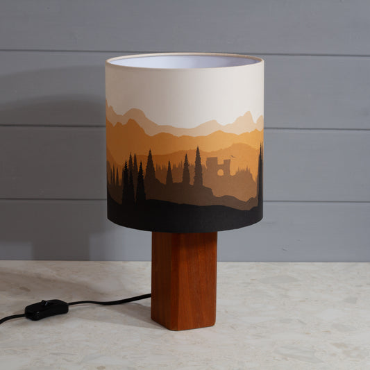 Forest Landscape Print ~ Orange, Sapele Table Lamp