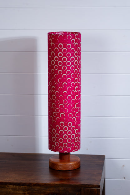 Round Sapele Table Lamp 15cm x 60cm Lamp shade in B140 ~ Batik Circles Hot Pink