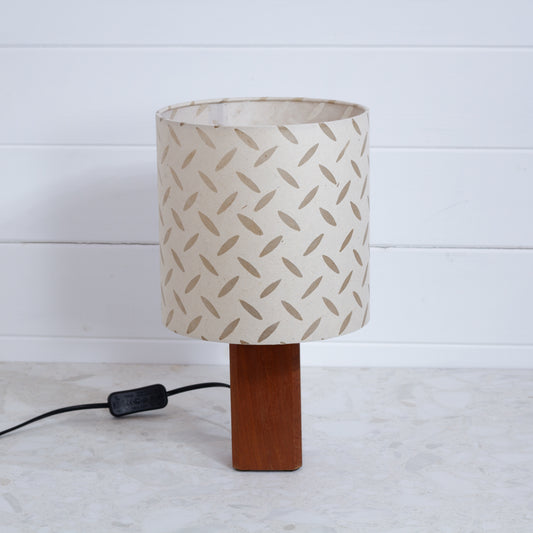 Square Sapele Table Lamp with 20x20cm Drum Lamp Shade P10