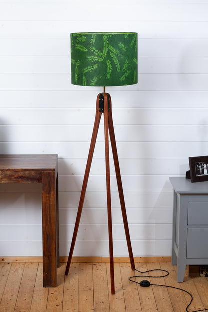 Sapele Tripod Floor Lamp - P27 - Resistance Dyed Green Fern