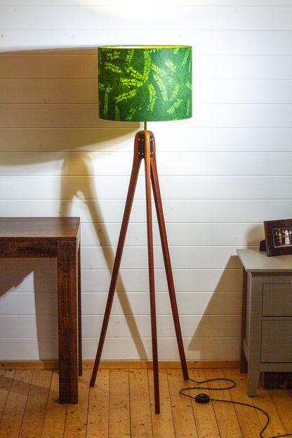 Sapele Tripod Floor Lamp - P27 - Resistance Dyed Green Fern