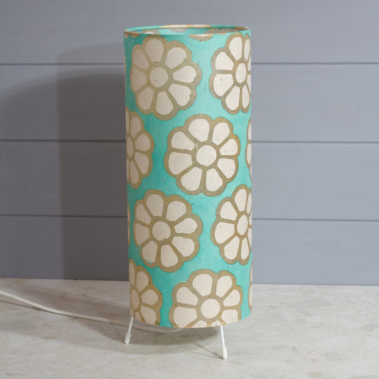 Free Standing Table Lamp Small - P98 ~ Batik Big Flower on Seafoam