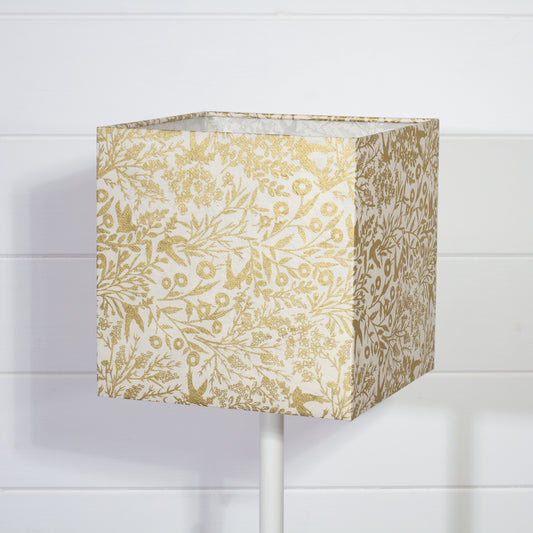 Square Lamp Shade - B135 ~ Gold Birds, 20cm(w) x 20cm(h) x 20cm(d)