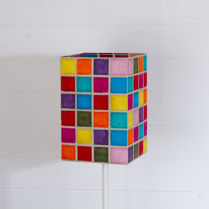 Square Lamp Shade - P01 - Batik Multi Square, 20cm(w) x 30cm(h) x 20cm(d)