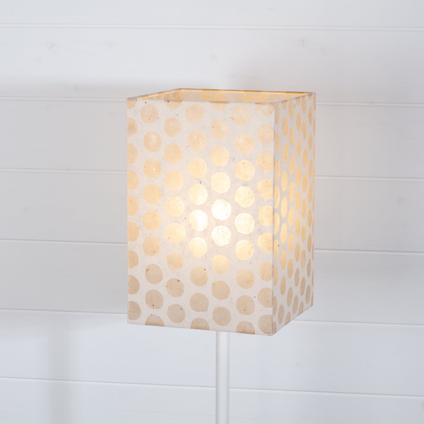 Square Lamp Shade - P85 ~ Batik Dots on Natural, 20cm(w) x 30cm(h) x 20cm(d)