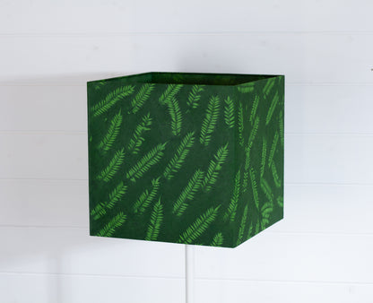 Square Lamp Shade - P27 - Resistance Dyed Green Fern, 30cm(w) x 30cm(h) x 30cm(d)