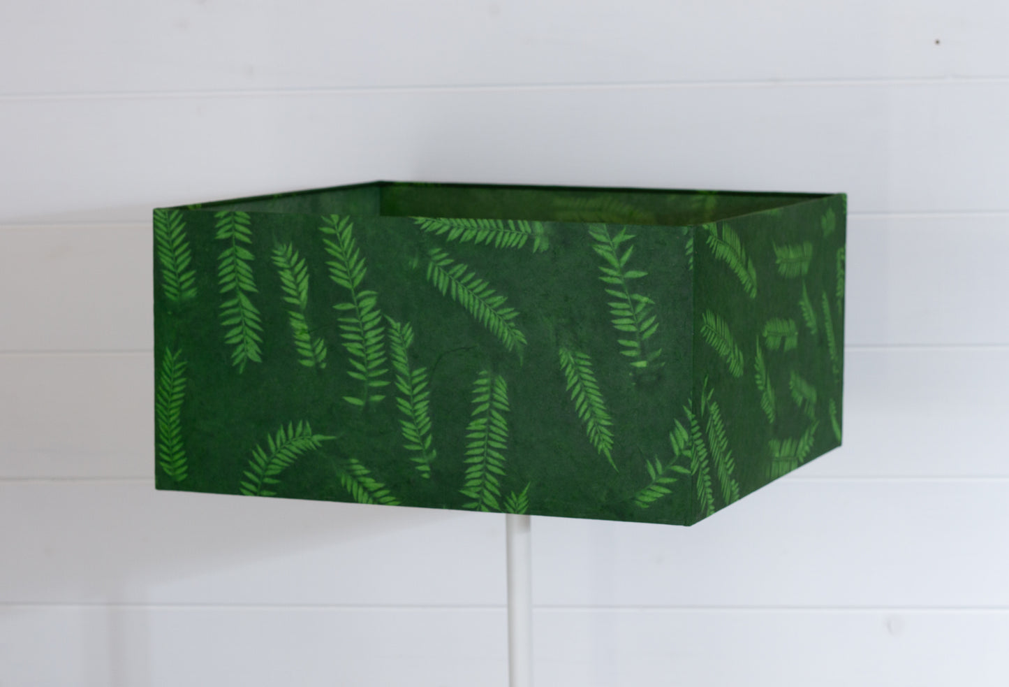Square Lamp Shade - P27 - Resistance Dyed Green Fern, 40cm(w) x 20cm(h) x 40cm(d)