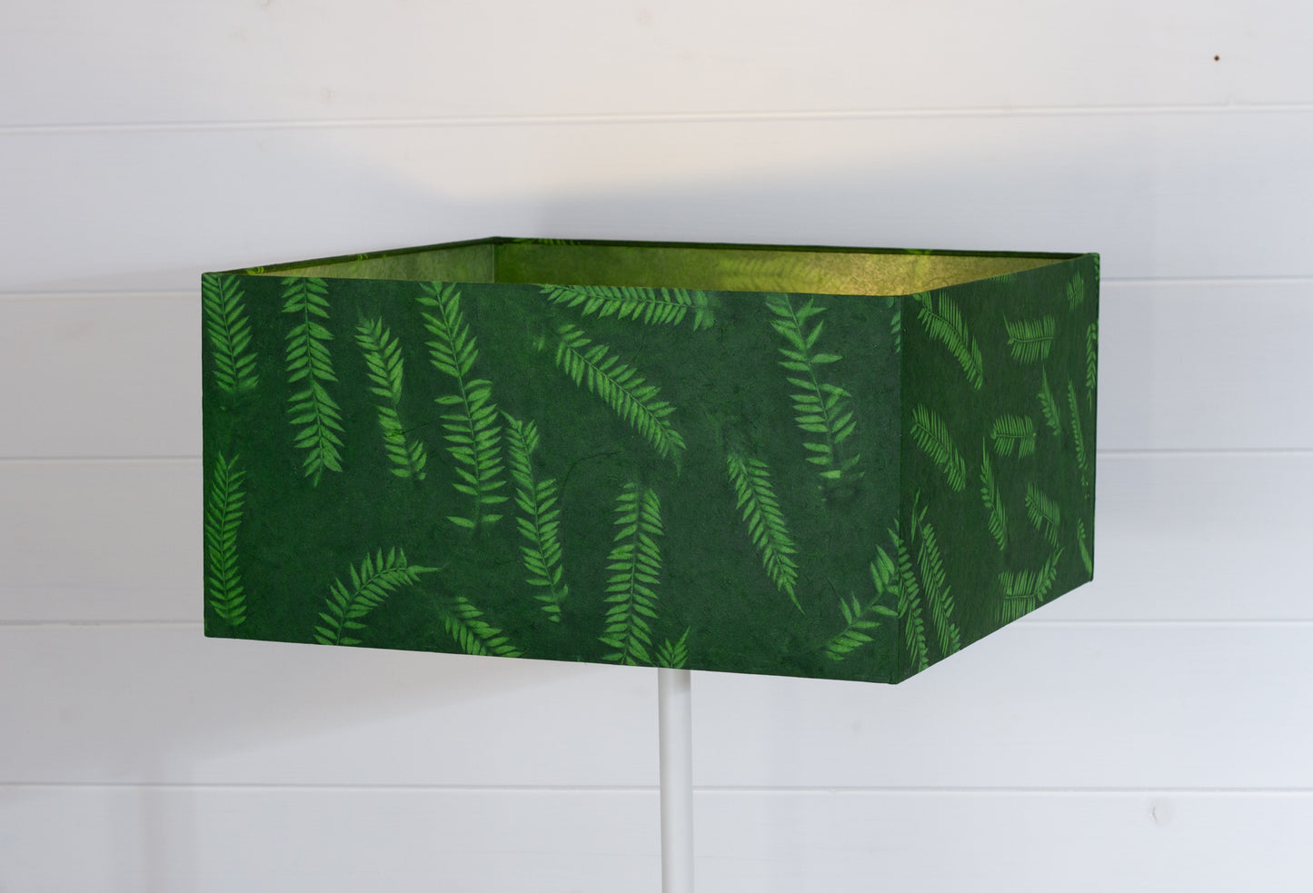 Square Lamp Shade - P27 - Resistance Dyed Green Fern, 40cm(w) x 20cm(h) x 40cm(d)