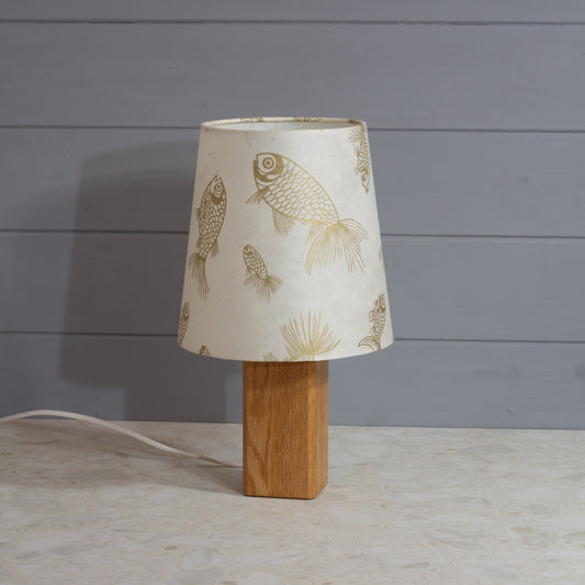 Conical Lamp Shade P40 - Gold Fish Conical Shade on Soild Oak Table Lamp