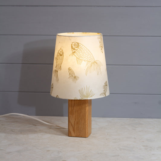 Conical Lamp Shade P40 - Gold Fish Conical Shade on Soild Oak Table Lamp