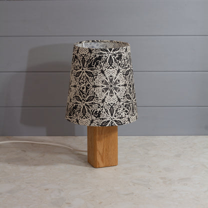 Square Oak Table Lamp with Conical Lamp Shade in B136 ~ Butterfly Kaleidoscope Black