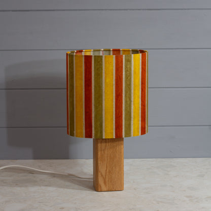 Square Oak Lamp Base with Oval Lamp shade in P06 ~ Batik Stripes Autumn