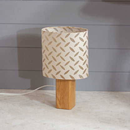 Square Oak Lamp Base with Oval Lamp shade in P10 ~ Batik Tread Plate Natural