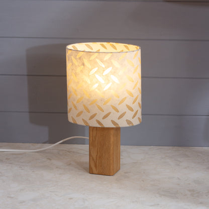 Square Oak Lamp Base with Oval Lamp shade in P10 ~ Batik Tread Plate Natural