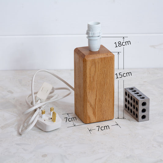 Square Oak Lamp Base (Base only)