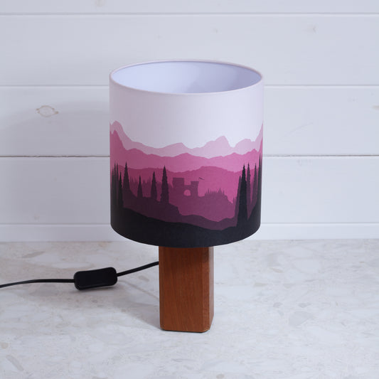 Forest Landscape Print ~ Pink , Sapele Table Lamp