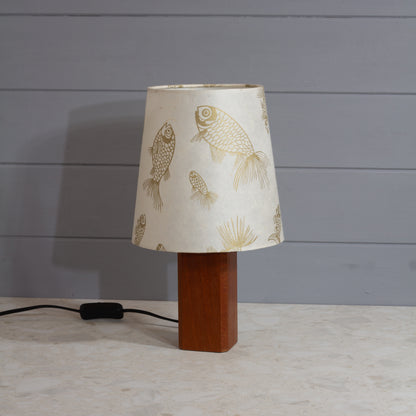 Conical Lamp Shade P40 - Gold Fish Conical Shade on Soild Sapele Table Lamp