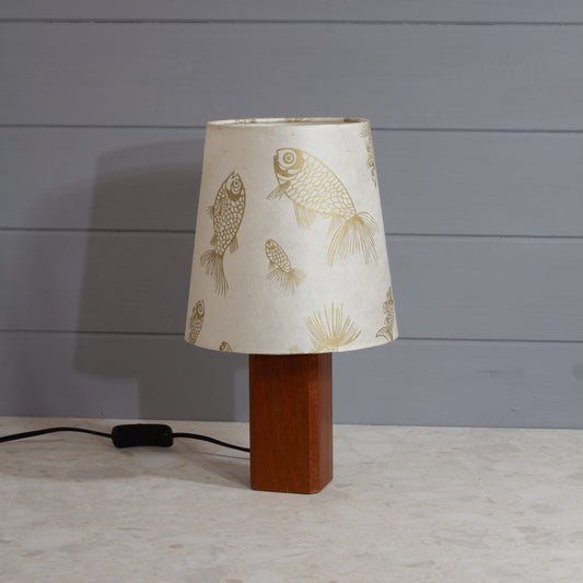 Conical Lamp Shade P40 - Gold Fish Conical Shade on Soild Sapele Table Lamp