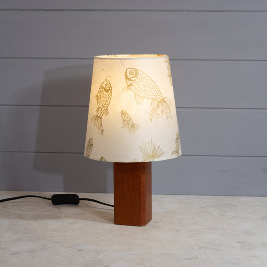 Conical Lamp Shade P40 - Gold Fish Conical Shade on Soild Sapele Table Lamp