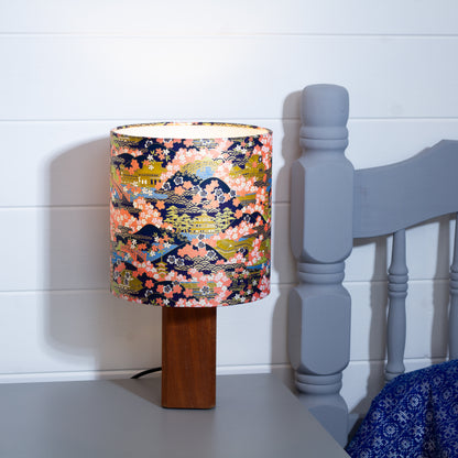 Square Sapele Table Lamp with 20cm Drum Lamp Shade W06 ~ Kyoto